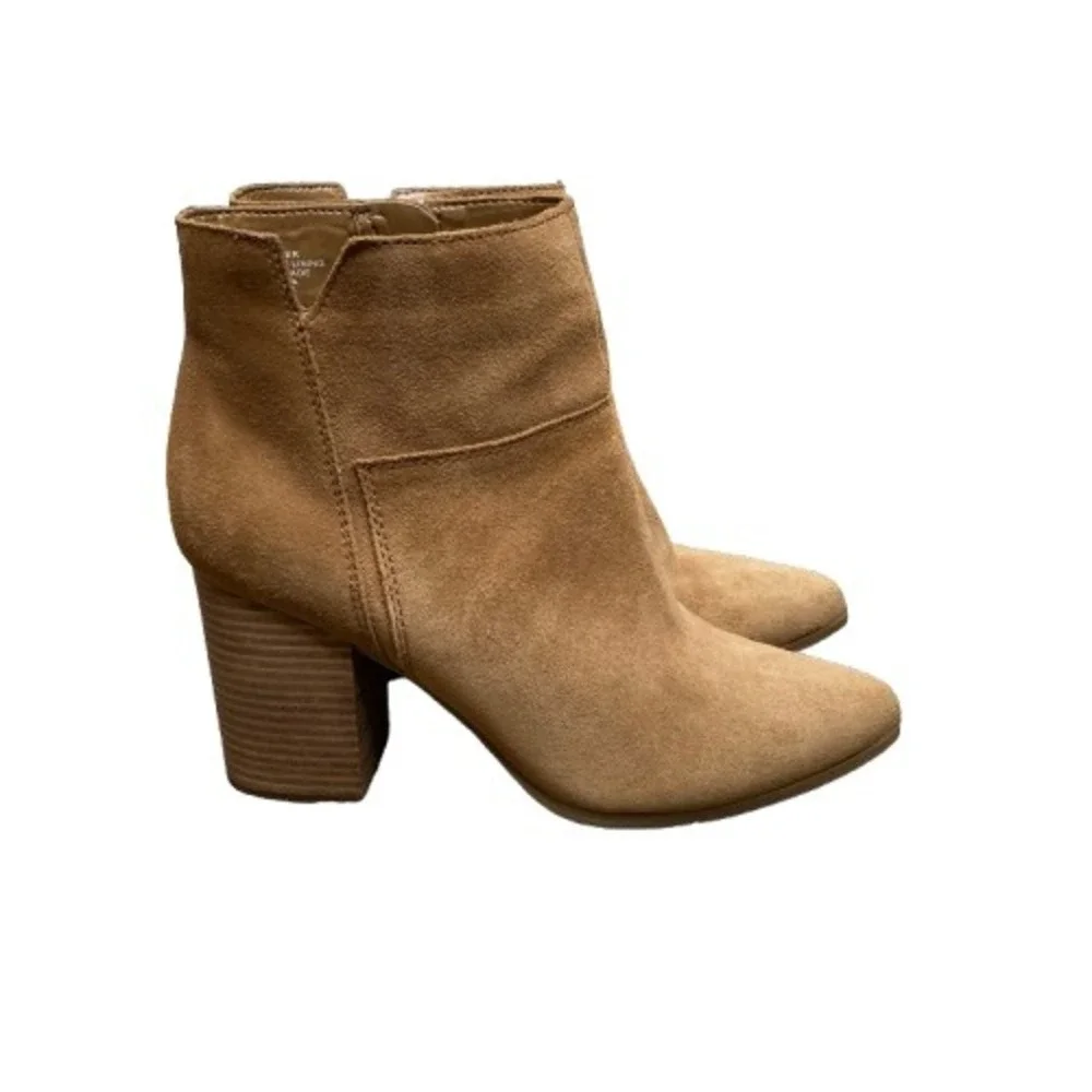 Nine West Womens Suede Ankle Boots 9.5 M Tan Boho Western Festival Almond Toe